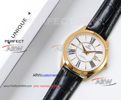 Perfect Replica Omega Yellow Gold Case White Dial 41mm Watch